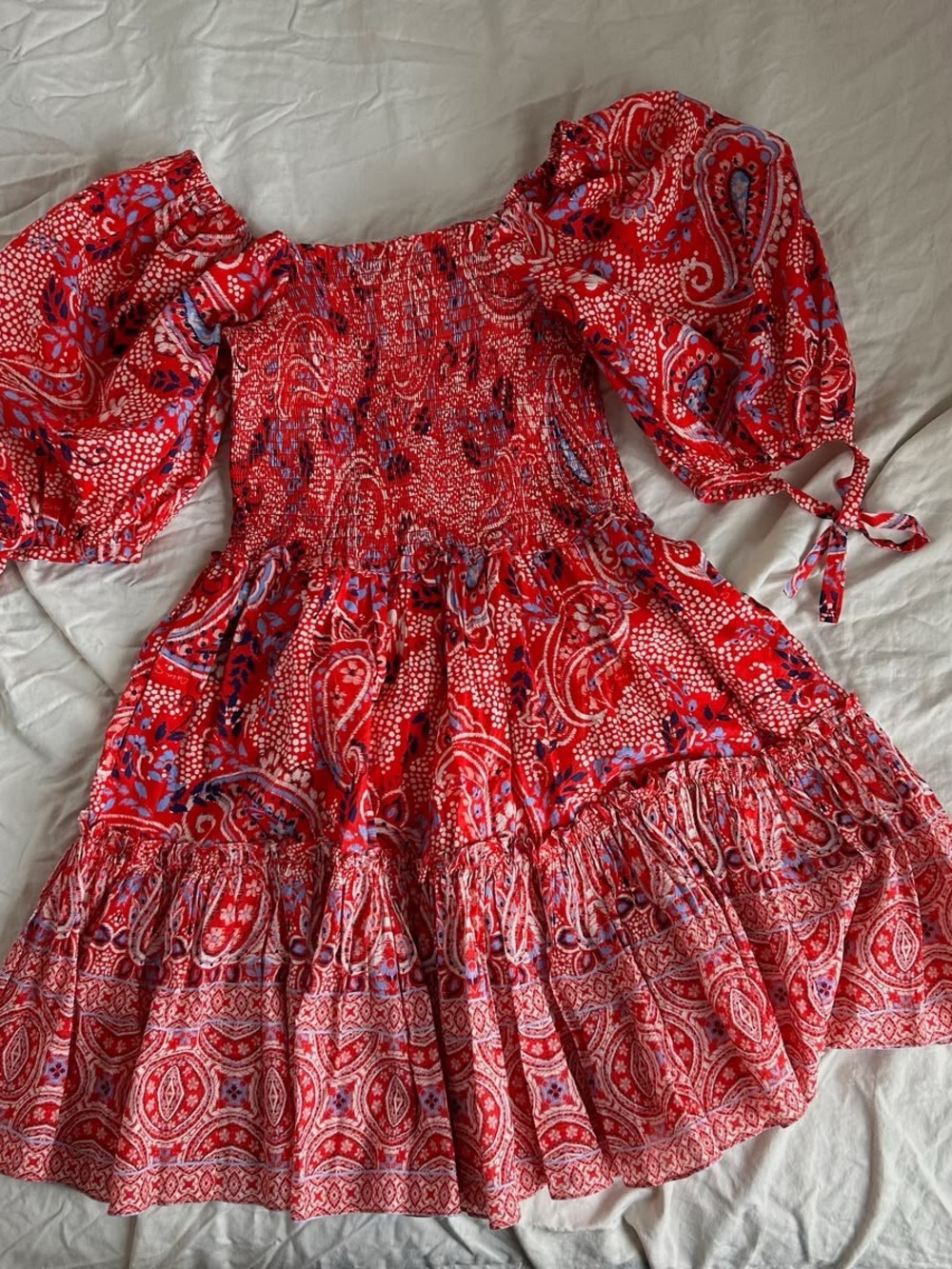 Cara Cara Red Paisley Mini Dress